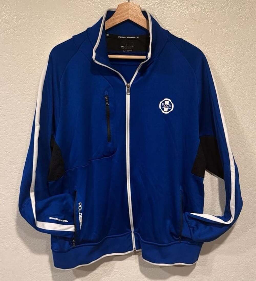 Polo Ralph Lauren Performance Zip Track Jacket Size XL Blue Vintage RL